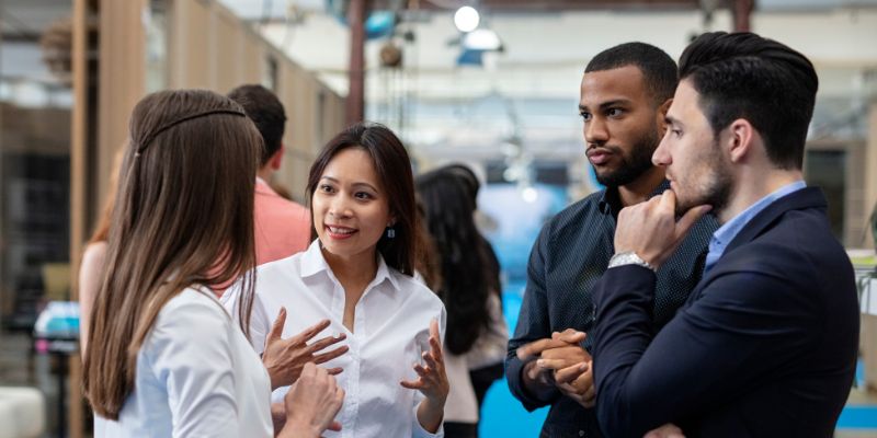Four People Networking